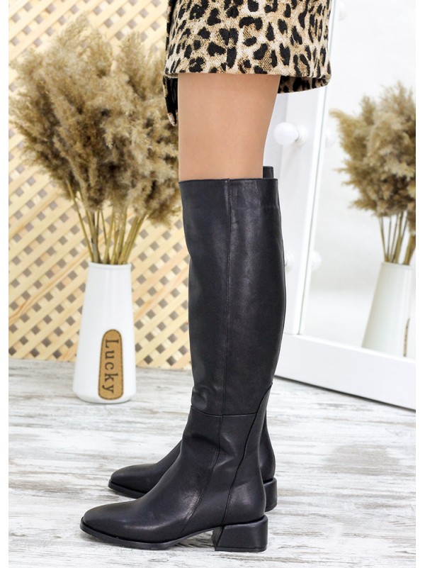 Чоботи з квадратним носком з натуральної шкіри 34754