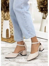 Жіночі замшеві туфлі бежевого кольору 34761