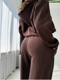 Жіночий флiсовий костюм на змiйцi коричневого кольору 34764