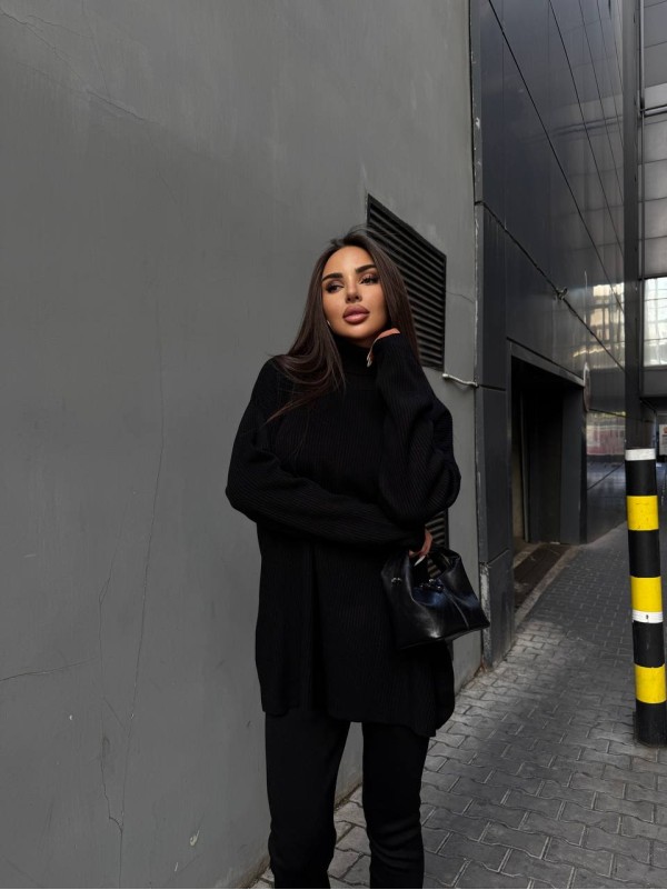 Жіночий костюм светр+лосiни чорного кольору 34768