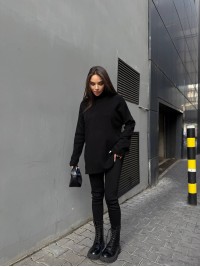 Жіночий костюм светр+лосiни чорного кольору 34768