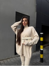 Жіночий костюм светр+лосiни бежевого кольору 34770