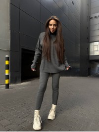 Жіночий костюм светр+лосiни графiтового кольору 34771