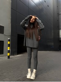 Жіночий костюм светр+лосiни графiтового кольору 34771