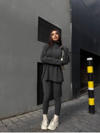 Жіночий костюм светр+лосiни графiтового кольору 34771