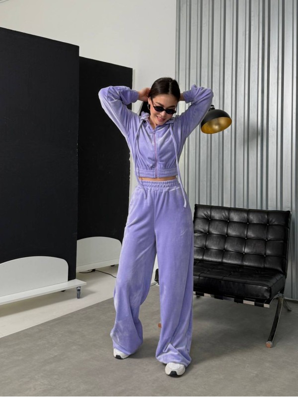 Жіночий велюровий костюм бузкового кольру 34784