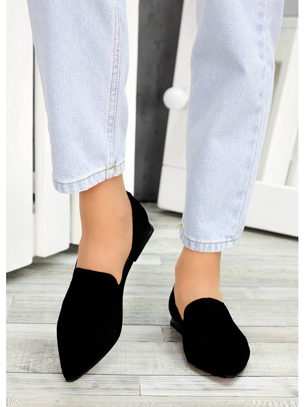 Жіночі замшеві туфлі чорного кольору 34796