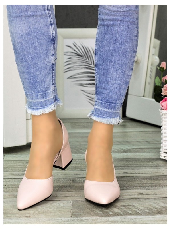 Жіночі шкіряні туфлі пудрового кольору 34798