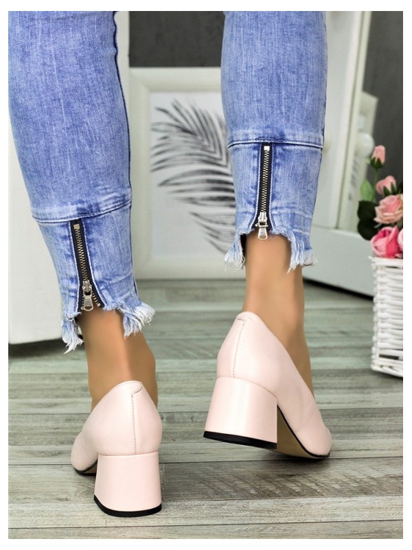 Жіночі шкіряні туфлі пудрового кольору 34798