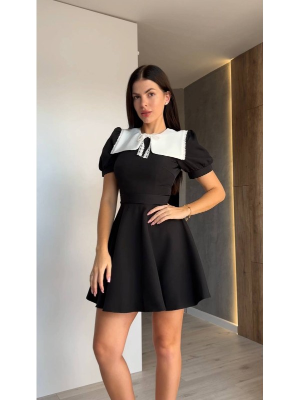 Класична сукня мiнi з комiром чорного кольору 34808
