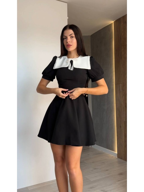 Класична сукня мiнi з комiром чорного кольору 34808
