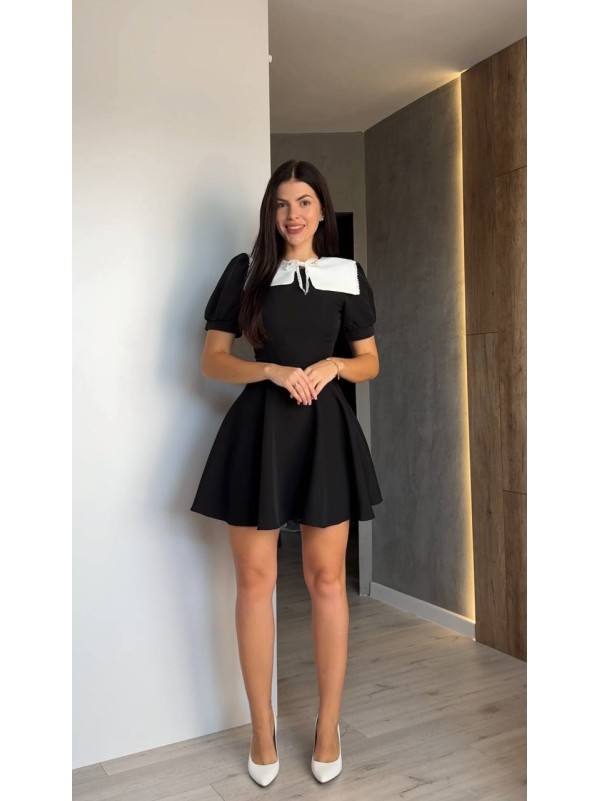 Класична сукня мiнi з комiром чорного кольору 34808
