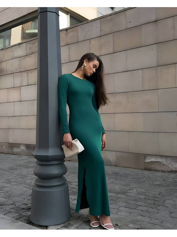 Жіноча сукня максі смарагдового кольору 34820