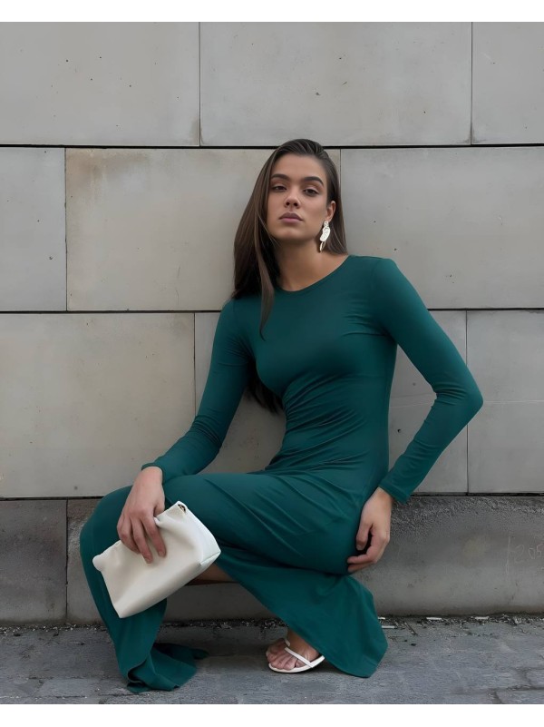 Жіноча сукня максі смарагдового кольору 34820