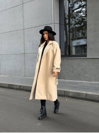 Жіноче кашемірове пальто бежевого кольору 34824