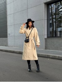 Жіноче кашемірове пальто бежевого кольору 34824