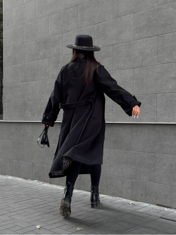 Жіноче кашемірове пальто чорного кольору 34825