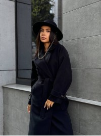 Жіноче кашемірове пальто чорного кольору 34825