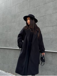 Жіноче кашемірове пальто чорного кольору 34825