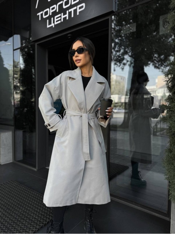 Жіноче кашемірове пальто сiрого кольору 34826