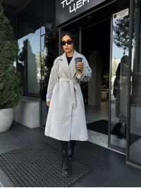 Жіноче кашемірове пальто сiрого кольору 34826