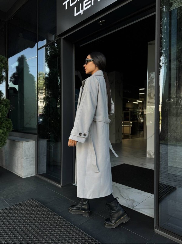 Жіноче кашемірове пальто сiрого кольору 34826