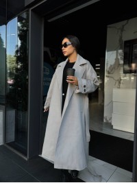 Жіноче кашемірове пальто сiрого кольору 34826