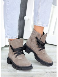 Жіночі замшеві черевики трапери (байка) кольору лате 34829