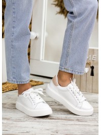 Жіночі шкіряні кеди білого кольору 34842