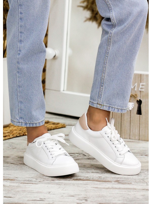 Жіночі шкіряні кеди білого кольору 34842