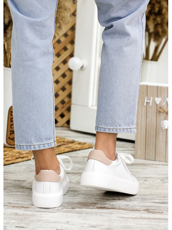 Жіночі шкіряні кеди білого кольору 34842