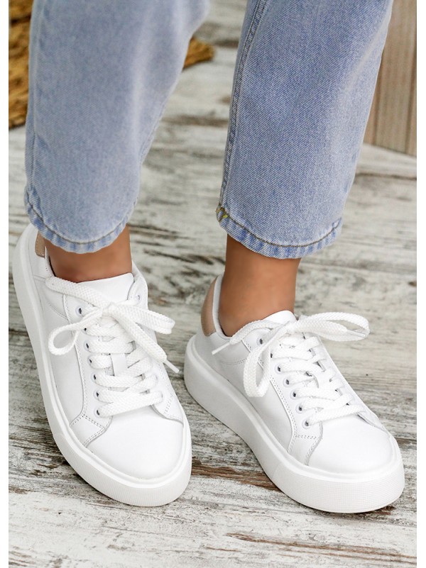 Жіночі шкіряні кеди білого кольору 34842