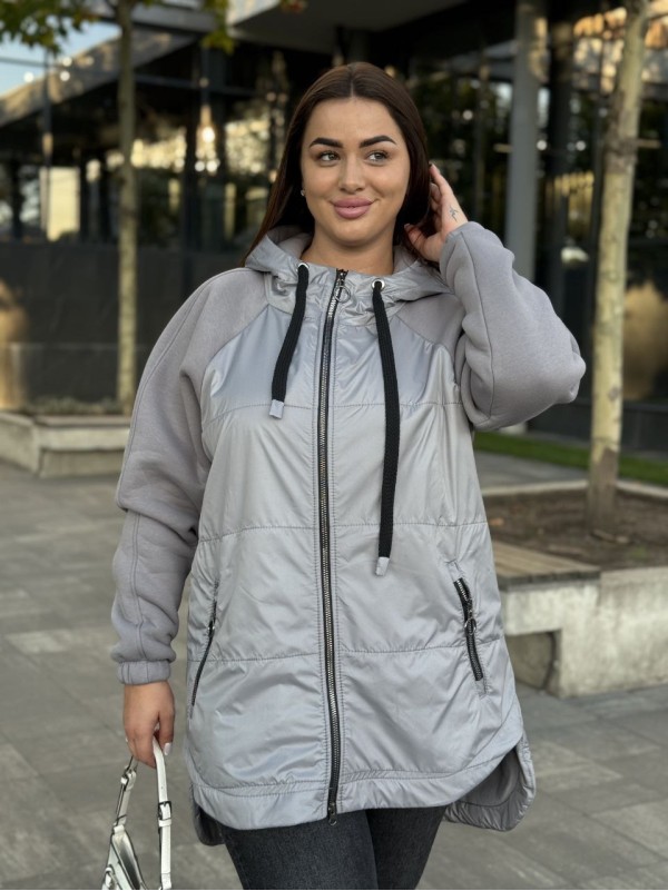 Жіноча куртка-кардиган сiрого кольору 34849