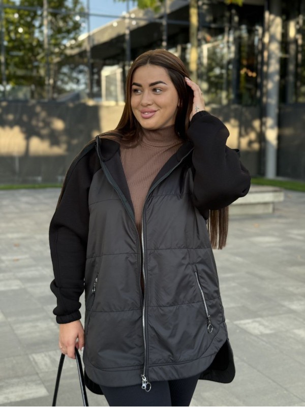 Жіноча куртка-кардиган чорного кольору 34851