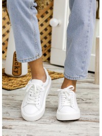 Жіночі шкіряні кеди білого кольору 34856