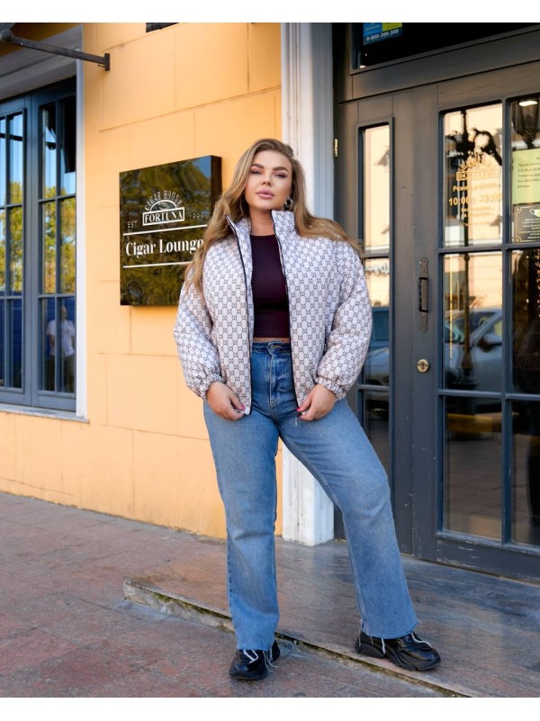 Жіноча базова куртка бежевого кольору 34881