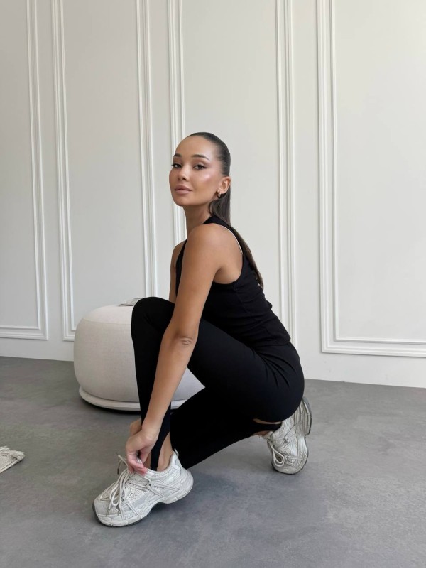 Жіночі легінси зі штрипками чорного кольору 34883