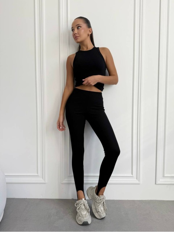 Жіночі легінси зі штрипками чорного кольору 34883