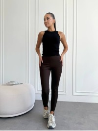 Жіночі легінси зі штрипками коричневого кольору 34884