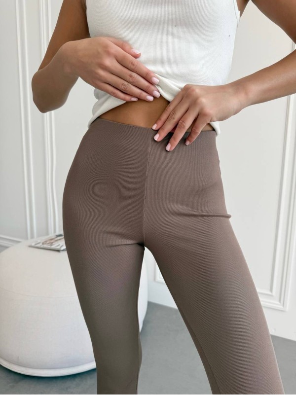 Жіночі легінси зі штрипками кавового кольору 34885