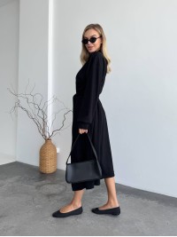 Жіночий теплий костюм кардиган+сукня чорного кольору 34892