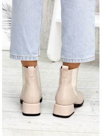 Жіночі шкіряні черевики (хутро) бежевого кольору 34894