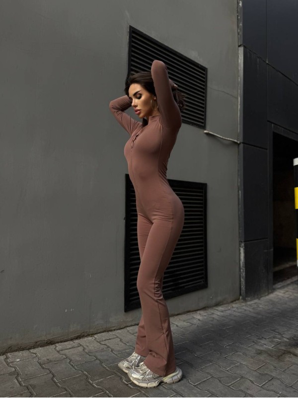 Жiночий теплий комбінезон кавового кольору 34910