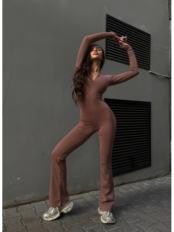 Жiночий теплий комбінезон кавового кольору 34910