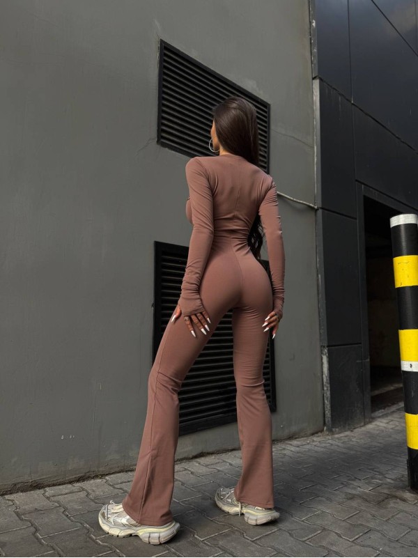 Жiночий теплий комбінезон кавового кольору 34910