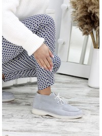 Жіночі замшеві короткі черевики сірого кольору 34916