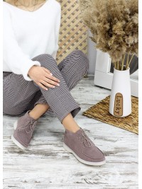 Жіночі замшеві короткі черевики кавового кольору 34918