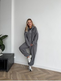 Жіночий флiсовий костюм на змiйцi сiрого кольору 34946