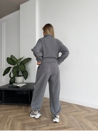 Жіночий флiсовий костюм на змiйцi сiрого кольору 34946