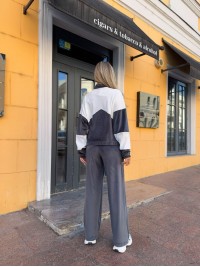 Жіночий велюровий костюм на змiйцi сiрого кольору 34950